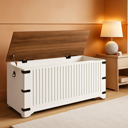 Spacious Storage Bench Toy Chest Walnut SafetyHinge