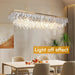 47" Modern Rectangle Crystal Chandelier, Gold Linear Pendant Light with Clear Crystal Prisms, Luxury Island Lighting Fixture for Dining Room Kitchen Table Living Room