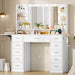 SnowWhite Vanity Desk With Foldable Extended Desktop