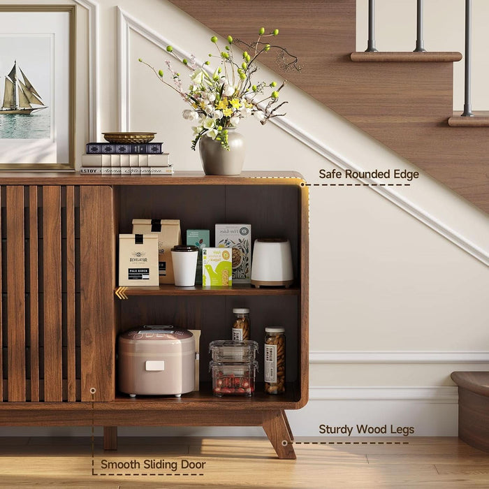 Sideboard Buffet Cabinet with Storage, Fluted Kitchen Cabinet