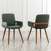 Mid Century Modern Faux Leather Dining Chairs Set of 2, Green, Upholstered Seat, Metal Legs, Adjustable Foot for Kitchen Dining Room Desk Chairs