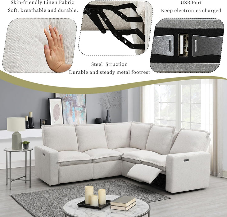 Symmetrical Power Reclining Sectional Sofa L-Shaped