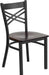 2 Pack HERCULES Series Black ''X'' Back Metal Restaurant Chair - Walnut Wood Seat