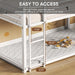 Bunk Bed, Triple Bunk Beds with 2 Ladders, Bunk Beds Twin over Twin over Twin, Metal Bed Frame with Guardrails for Bedroom, No Box Spring Needed, White