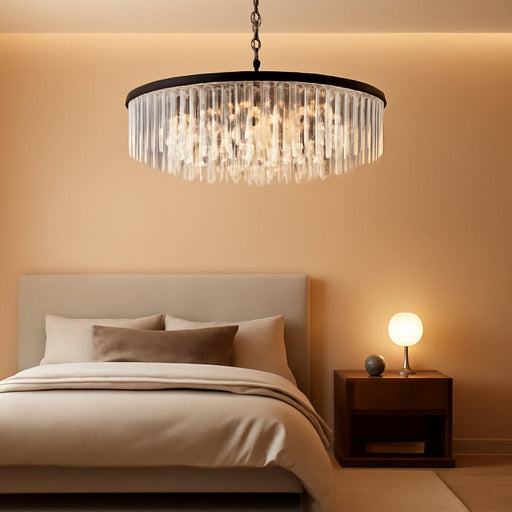 Black 39 Inch Crystal Chandelier Contemporary Lighting