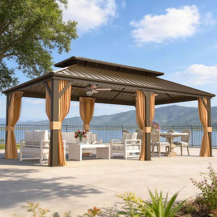 12x20 Ft Hardtop Gazebo MosquitoNetting UVBlocking Curtains