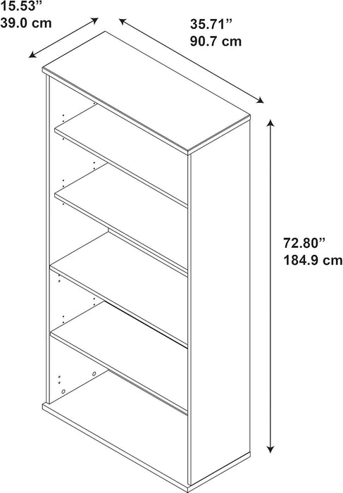 Series C 36W Tall 5 Shelf Bookcase in Hansen Cherry, Large Storage and Display Bookshelf for Home or Professional Office