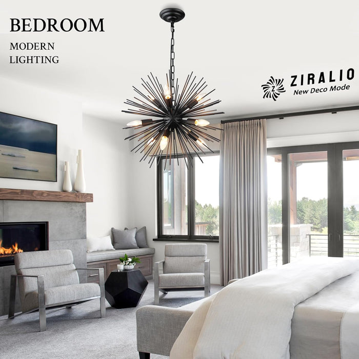 TwentyInch Black Sputnik Chandelier Luxurious Nine Light