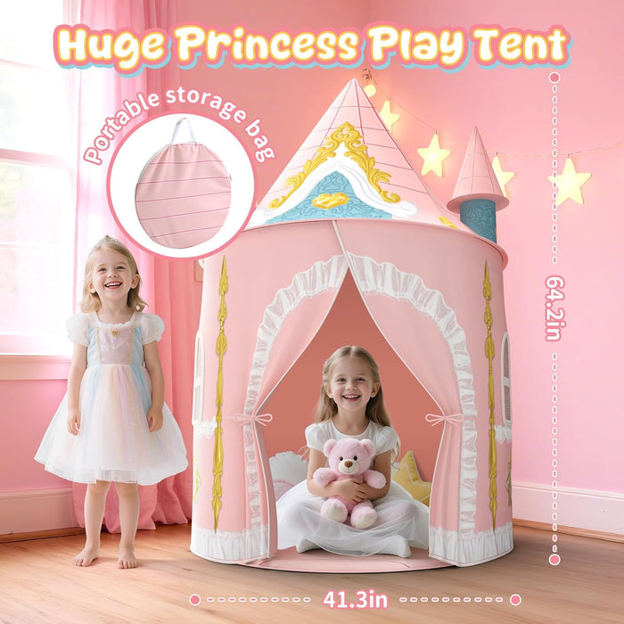 Kids Play Tent for Girls Toddler Indoor Princess Tents for Kids Ages 4-8 Large Outdoor Playhouse Castle for Girl Boys 3-5 4-6 Birthday Thanksgiving