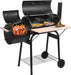 Large Charcoal Grill with Offset Smoker and Wood-Painted Side Table, Outdoor Smoker Grill with 811 Sq. In. Cooking Area for Outdoor Patio Barbecue Camping Parties Event, Black