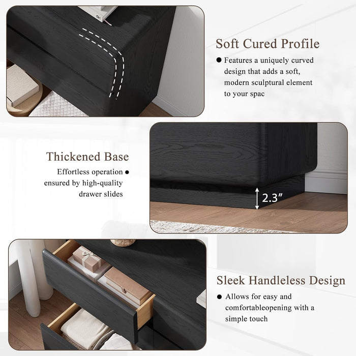 Black 6 Drawer Dresser for Bedroom, 47" W Chest of Drawers