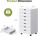 7 Drawer Rolling Storage Cabinet, Wood under Desk Mobile Dresser with Wheels, Small Organizer Chest for Home Office, Bedroom, Rolling Vertical Organizer for Home Office, White