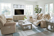 Tip-Off Classic Wall Hugger Power Reclining Sofa with Adjustable Headrest and USB Ports, Light Brown