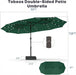 15Ft Large Patio Umbrella with Solar Lights and Base, Double-Sided Outdoor Rectangle Umbrella with 48 LED Lights, Market Table Umbrellas with UV Resistant Canopy