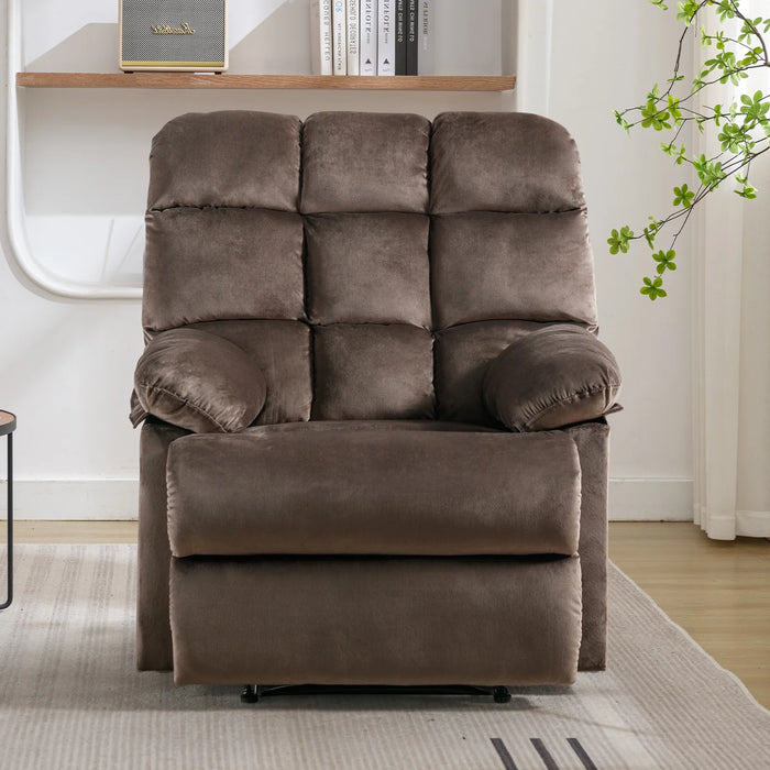 Classic Manual Recliner with Soft Fabric Reclining Chair Sofa for Living Room Bedoom, Brown