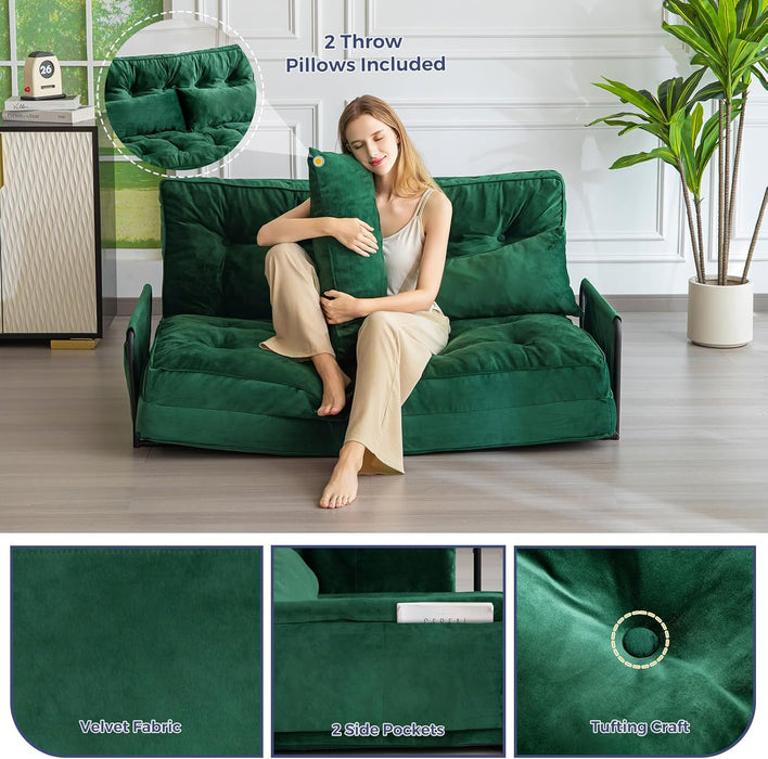 Green Adjustable Floor Sofa Bed Multifunctional Lounge
