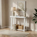 Solid Wood Console Table with Storage, 36 Inch, Sofa Table with Shelf, Narrow Entryway Table for Hallway, behind the Couch, Living Room, Foyer, Easy Assembly, White