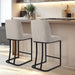 Counter Height Bar Stools Set of 2, 24 Inch Seat Height Bar Chairs for Kitchen Island, Linen Fabric Upholstered Barstools with Metal Feet for Dining Room, Sand Color