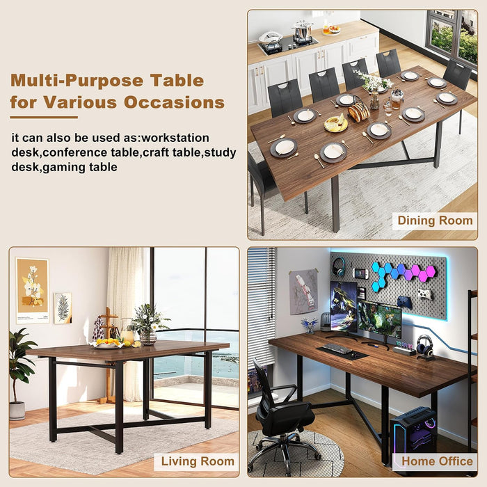 66-86" Extendable Dining Table for 4-10 People, Farmhouse Table,Walnut