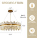 23.6''Gold Modern LED Crystal Chandelier- Contemporary Chandelier Light Fixture,Luxury Adjustable Height Chandeliers,3 Colors Dimmable Pendant Ceiling Light for Dining Room Foyer with Remote Control