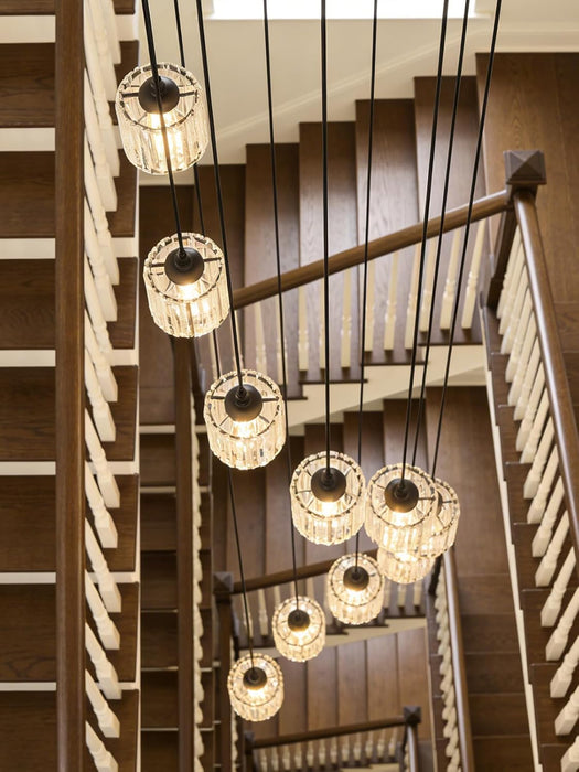 Matte Black Crystal Pendant Chandelier Lighting Fixture
