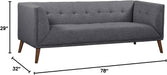 Dark Grey Linen Sofa: Walnut Wood Legs, Modern Style