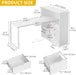 L Shaped Desk with Drawers, 55" Corner Computer Desk with Bookshelf & Power Outlets & LED Lights, Home Office Desk with Storage Shelves, White