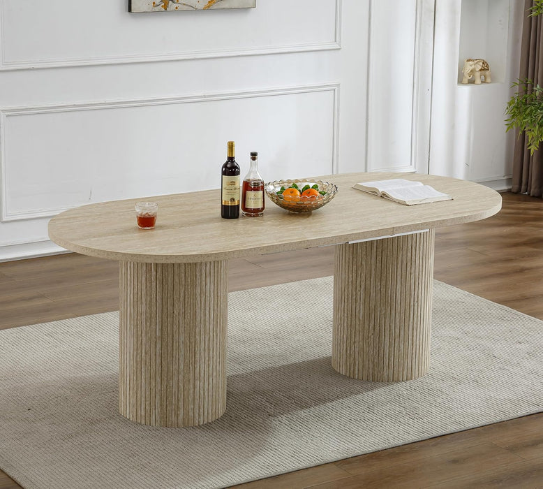 62.99"-94.5" Extendable Dining Table, Rustic Kitchen Dining Room Table with Wood Leg, Expandable Farmhouse Dining Table Conference Table for Living Dining Room Home Office