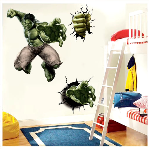 Spiderman Super Captain America Hulk Heroes Wall Stickers for Kids Room Home Bedroom PVC Decor Cartoon Movie Mural Art Decals