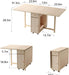 Drop Leaf Folding Dining Table with Storage, Wheels, Space Saving | Foldable Design, 18Mm Thick Plywood, 300 Lbs Capacity, Locking Wheels, Farmhouse Style, for Living Room Kitchen Small Spaces