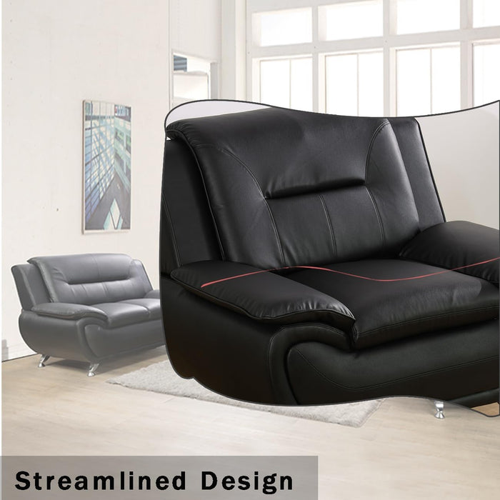 Leather Couches for Living Room, Living Room Couch Set, Sofa for Bedroom, Apartment, Living Room Furniture Sets (B-Leather Black, Sofa+Loveseat)