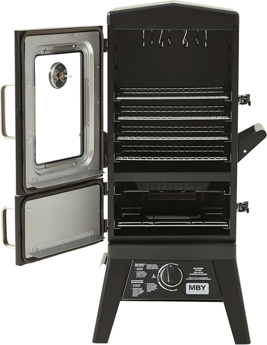 Large Vertical Propane Smoker Grill 4-Rack Outdoor Gas BBQ Smoker with Temperature Control, Heavy Duty Design & Weather-Resistant Cover for Meat, Fish, Ribs