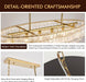 39In Large Chandelier Gold, Modern Dining Room Light Fixtures, 3 Layer Luxury Glass Chandelier 6 Light Rectangular Chandeliers for Dining Room Kitchen Island Living Room (Clear Glass)