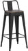 30" Metal Barstools Set of 4 Bar Height Bar Stools with Wooden Top Low Back Industrial Bar Stools Metal Stool for Indoor-Outdoor Counter Stools with Wooden Seat Matte Black