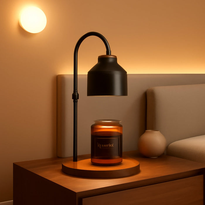 Electric Candle Warmer Lamp Black, Candle Lamp Warmer with Timer, Wax Warmer Lamp for Jar Candles, Adjustable Height Candle Light Warmer with 2 Bulbs