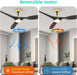 Ceiling Fans with Lights and Remote, 52 Inch Large Airflow Indoor Ceiling Fans with Quiet DC Motor and 3 Colour Temperature Black Noiseless Attractive Design (Black-Gold)