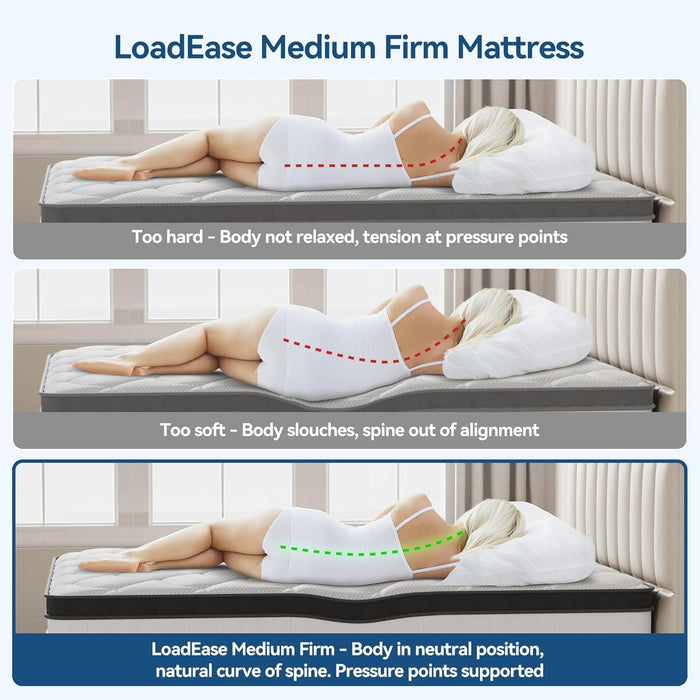 Mattress Queen Size, 12 Inch Queen Hybrid Mattress in a Box, Medium Firm Memory Foam & Individually Wrapped Pocket Springs for Pain Relief, Motion Isolation, Certipur-Us Certified