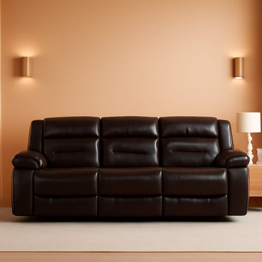 3-Seat Home Theater Recliner Sofa Set, Gray