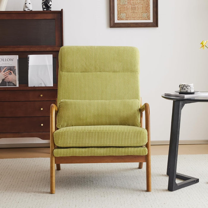 Green Corduroy Mid Century Accent Armchair Cushion