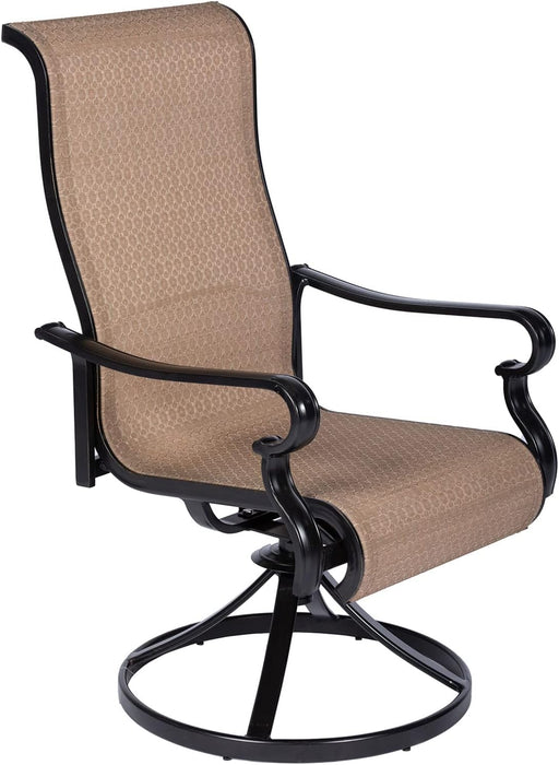 Brigantine 7-Piece Outdoor Dining Set, Weather-Resistant Patio Dining Set for 6 with Rectangular Table and Sling Swivel Rockers for Backyard, Patio, Deck, Porch, Pergola, Poolside