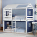Twin Size BlueAndWhite Reinforced Pinewood Bunk Bed