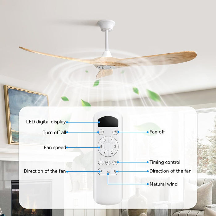 Modern 60 Inch Wooden Ceiling Fan With Remote