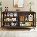 Sideboard Buffet Cabinet with Storage, 55" Modern Sideboard Cabinet with 4 Fluted Arcylic Doors & Adjustable Shelves, Wood Buffet Console Table for Living Room, Kitchen, Dark Walnut