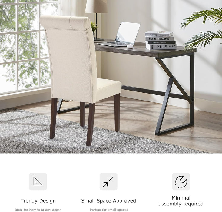Tufted Dining Chairs Set of 6, Upholstered Parsons Dining Room Chairs, Fabric Kitchen Side Chair with Wood Legs, Beige