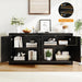60" Buffet Cabinet with Storage, 4 Doors Sideboard Buffet Cabinet with Adjustable Shelves, Modern Coffee Bar Console Table for Living Room, Kitchen, Entryway, Black