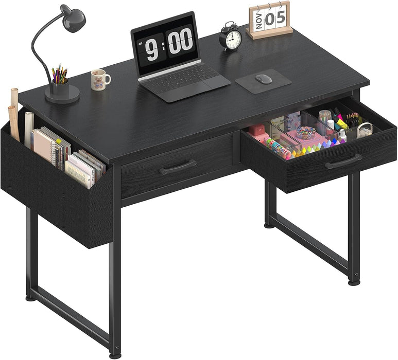 32 Inch Small Desk with Drawers, Black