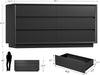 55" Dresser for Bedroom with 6 Drawers, Black Dresser with Metal Slide, Bedroom Dressers, Wood Dressers & Chests of Drawers for Bedroom, Hallway, Black