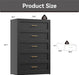 5 Drawer Metal Dresser, Heavy Duty Steel Storage Dresser with Smooth Glide Drawers,Anti-Tip Safety Metal Chest of Drawers for Entryway, Bedroom, Modern Industrial Style,Black