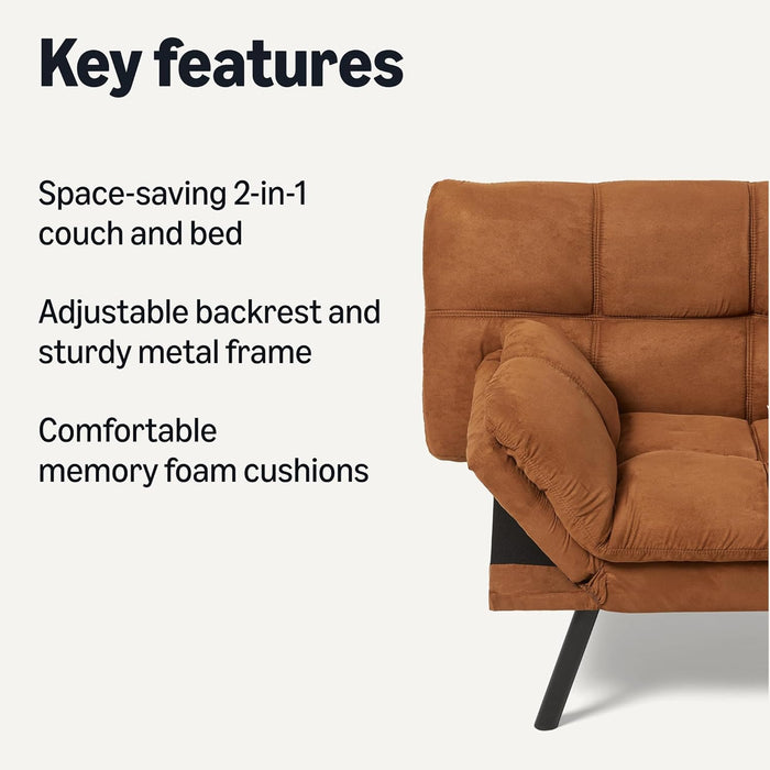 Brown Transformable Loveseat With Memory Foam Sleeper