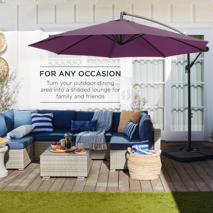 10Ft Offset Hanging Outdoor Market Patio Umbrella W/ Easy Tilt Adjustment - Amethyst Purple